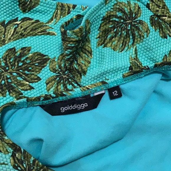 Turquoise palm leaf one-piece bathing suit - Picture 5 of 5